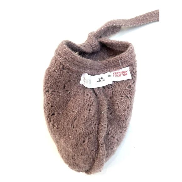 Zara Open Knit Bonnet In Mauve Size 1-6 Months - Picture 4 of 4